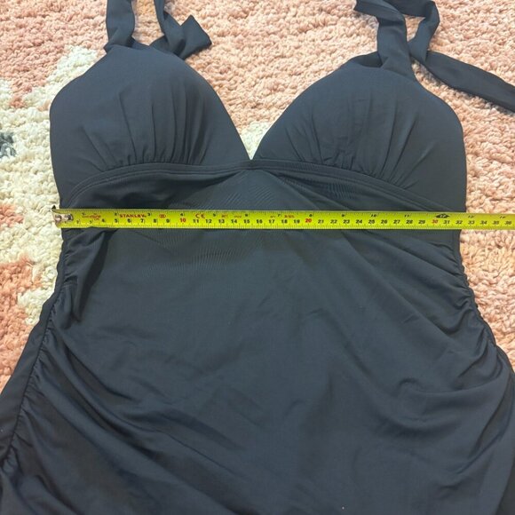 Lauren Ralph Lauren Halter Tankini Women Swim Top Solid Black - SEE MEASUREMENTS - Picture 4 of 5